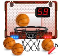 STAY GENT Canasta Baloncesto Infantil, Mini Canasta Baloncesto Habitacion con LED de Multicolor Puntuación Automática y 4 Balones, Canasta Baloncesto Interior Deportes Juego de Juguetes para Niños