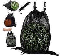 STAY GENT Cordón Malla Bolsa para Baloncesto Fútbol Voleibol, Plegable Portátil Bolsa con Desmontable Gancho, Deporte Gimnasio Yoga Pelota Equipamiento Bolsa para Niños Niñas