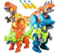 STAY GENT Desmonta Dinosaurio Juguetes con Taladro para Chicos, 4 Piezas Juguete de Construcción Puzzle Dinosaurios con Destornilladores Stem Regalos de Aprendizaje para Niños Niñas de 3 4 5 6 7 Años