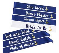 STAY GENT Hen Party Sashes 7Piezas Bandas Despedida Soltera tener 1Pieza Blanco Bride to Be Banda Novia + 6Piezas Azul Team Bride Fajas para Kit Accesorios Despedida Soltera Complementos Decoración