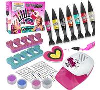 STAY GENT Maletin Maquillaje Infantil con el Secador de Uñas, 18 Set Pintauñas Niñas Kit Esmaltes Set de Uñas Lavable Set de Maquillaje para Niñas Regalos Juego para Niñas de 3 5 6 7 8 9 10 11 12 años
