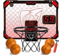 STAY GENT Mini Canasta Baloncesto Infantil con Luces LED Decolorado/ 4 Balones/Puntuación Automático, Canasta Baloncesto sobre la Puerta Habitacion Interior Deportes Juegos para Niños Casa Oficina