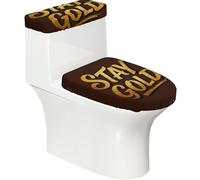Stay Gold Quote - Juego de 2 fundas elásticas para inodoro con tapa y tanque para baño, suave, lavable, decoración de inodoro en forma de U