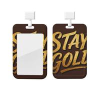 Stay Gold - Soporte para tarjetas de identificación con cordón, protector vertical para tarjetas, carcasa rígida de ABS transparente, carrete retráctil para el trabajo y la oficina