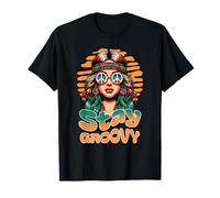 Stay Groovy Retro Hippie Woman Peace Sign Sunset Camiseta