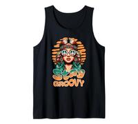 Stay Groovy Retro Hippie Woman Peace Sign Sunset Camiseta sin Mangas