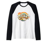 Stay Groovy Retro Sunset Hippie Estética Camiseta Manga Raglan
