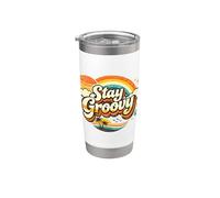 Stay Groovy Retro Sunset Hippie Estética Vaso térmico de acero inoxidable de doble pared