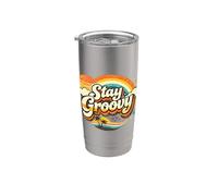 Stay Groovy Retro Sunset Hippie Estética Vaso térmico de acero inoxidable de doble pared