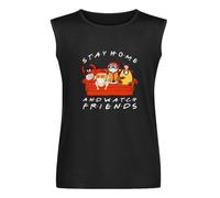 Stay Home and Watch Friends Tv Show Cute Animal Sleeveless T-Shirt Man's Fashion Cotton Black Vest Tank Clothes, Negro , XXL