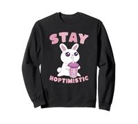 Stay Hoptimistric Rabbit Bebiendo té Boba Kawaii Lindo Divertido Sudadera