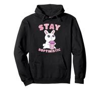 Stay Hoptimistric Rabbit Bebiendo té Boba Kawaii Lindo Divertido Sudadera con Capucha