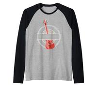 Stay On The Right Track - Guitarra Retro Camiseta Manga Raglan