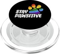 Stay Pawsitive Rainbow Flag Huella de Pata de Perro LGBT Positive PopSockets PopGrip para MagSafe