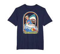 Stay Positive Shark Attack Sarcastic Retro Funny Adult Humor Camiseta, Hombre Tallas Grandes, Azul Marino, 2X Alto