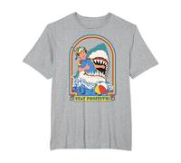 Stay Positive Shark Attack Sarcastic Retro Funny Adult Humor Camiseta, Hombre Tallas Grandes, Gris Jaspeado, 5X Alto