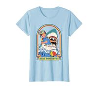 Stay Positive Shark Attack Sarcastic Retro Funny Adult Humor Camiseta, Mujer, Azul Bebé, M