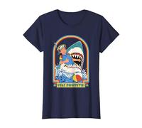 Stay Positive Shark Attack Sarcastic Retro Funny Adult Humor Camiseta, Mujer, Azul Marino, XL