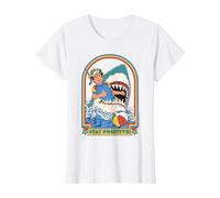 Stay Positive Shark Attack Sarcastic Retro Funny Adult Humor Camiseta, Mujer, Blanco, M