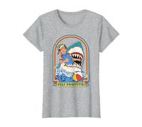 Stay Positive Shark Attack Sarcastic Retro Funny Adult Humor Camiseta, Mujer, Gris Jaspeado, XXL