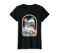 Stay Positive Shark Attack Sarcastic Retro Funny Adult Humor Camiseta, Mujer, Negro, XS