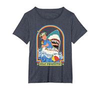 Stay Positive Shark Attack Sarcastic Retro Funny Adult Humor Camiseta, Mujer Tallas Grandes, Azul Jaspeado, 5XL Grande