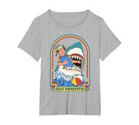 Stay Positive Shark Attack Sarcastic Retro Funny Adult Humor Camiseta, Mujer Tallas Grandes, Gris Jaspeado, 3XL Grande
