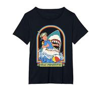 Stay Positive Shark Attack Sarcastic Retro Funny Adult Humor Camiseta, Mujer Tallas Grandes, Negro, 2XL Grande