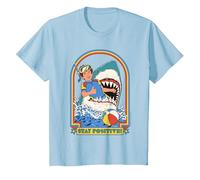 Stay Positive Shark Attack Sarcastic Retro Funny Adult Humor Camiseta, Niños, Azul Bebé, 3 años