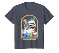 Stay Positive Shark Attack Sarcastic Retro Funny Adult Humor Camiseta, Niños, Azul Jaspeado, 4 años