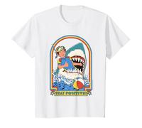 Stay Positive Shark Attack Sarcastic Retro Funny Adult Humor Camiseta, Niños, Blanco, 10 años