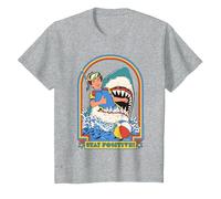 Stay Positive Shark Attack Sarcastic Retro Funny Adult Humor Camiseta, Niños, Gris Jaspeado, 4 años