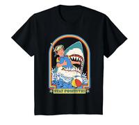 Stay Positive Shark Attack Sarcastic Retro Funny Adult Humor Camiseta, Niños, Negro, 2 años