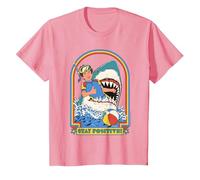Stay Positive Shark Attack Sarcastic Retro Funny Adult Humor Camiseta, Niños, Rosado, 10 años