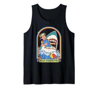 Stay Positive Shark Attack Sarcastic Retro Funny Adult Humor Camiseta sin Mangas