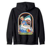 Stay Positive Shark Attack Sarcastic Retro Funny Adult Humor Sudadera con Capucha