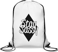 Stay Sassy Black Diamond Logo - Saco de gimnasio informal con cordón, color blanco