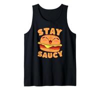 Stay Saucy Cute Cheeseburger Goodie Humor Camiseta sin Mangas
