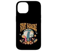 Stay Serene Groovy Quote Champiñones Texto en Negrita Estilo Boho Carcasa para iPhone 14