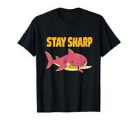 Stay Sharp Funny Edgy Animal Juegos de Palabras y Lindo Humor de tiburón Camiseta