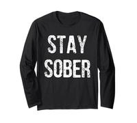 Stay Sober Motivational Recovery Bold Distressed Cita Manga Larga