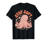 Stay Soft Octopus Kawaii Pastel Sea Animal Corazones Estrellas Camiseta