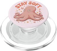 Stay Soft Octopus Kawaii Pastel Sea Animal Corazones Estrellas PopSockets PopGrip para MagSafe