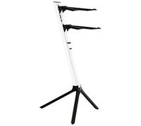 STAY - Soporte delgado para teclado de 2 niveles con brazos curvados de nivel superior, color blanco