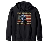 Stay Strapped Or Get Clapped George Washington 4th of July Sudadera con Capucha