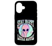 Stay Trippy Little Hippie Art Signo de Paz Mano OVNI Alien Carcasa para iPhone 16