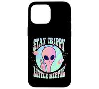 Stay Trippy Little Hippie Art Signo de Paz Mano OVNI Alien Carcasa para iPhone 16 Pro MAX