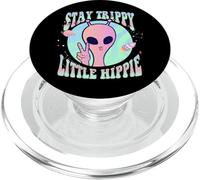 Stay Trippy Little Hippie Art Signo de Paz Mano OVNI Alien PopSockets PopGrip para MagSafe