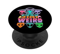 Stay Weird Alien Retro Y2K 90s UFO Aesthetic Pastel Cute PopSockets PopGrip Adhesivo