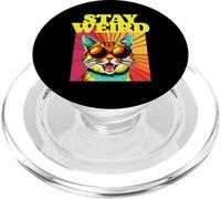 Stay Weird Awesome 80s Abstract Art Cool Cat PopSockets PopGrip para MagSafe